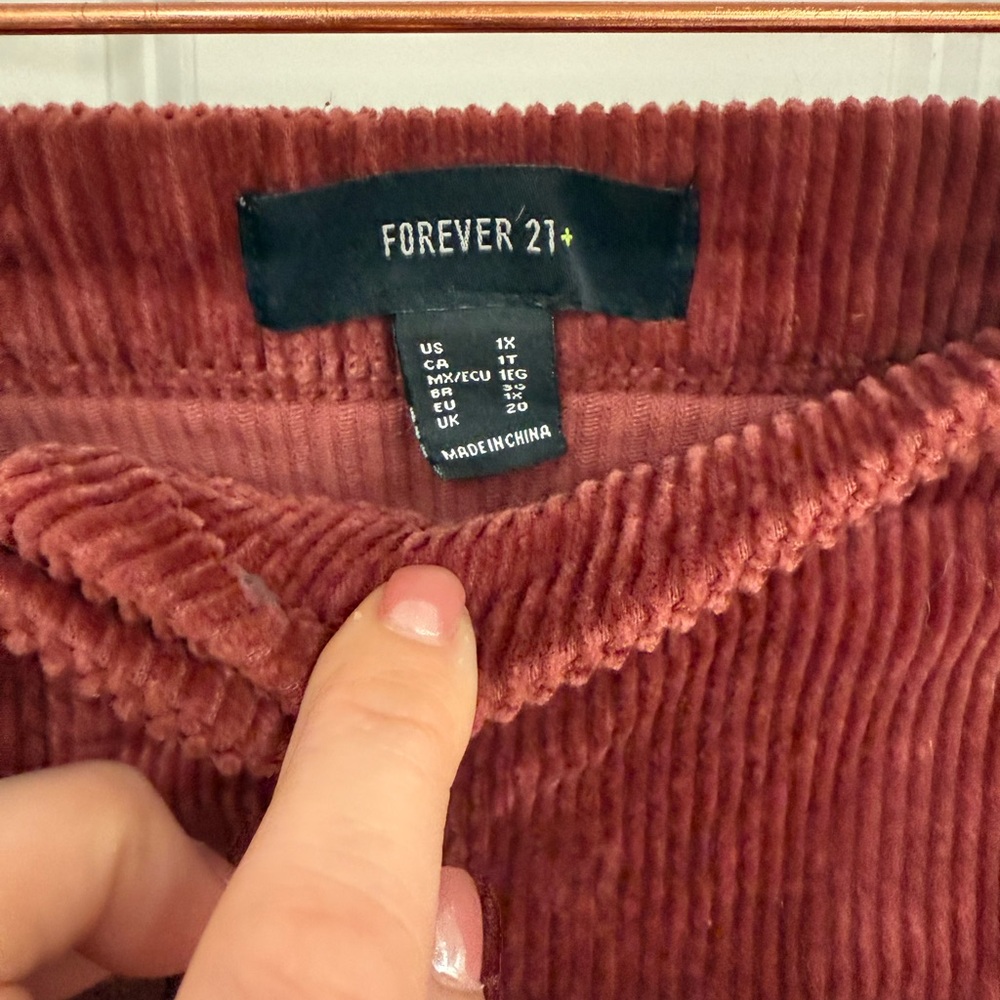 Forever 21+ Rust Corduroy Button-Front Skirt - Picture 3 of 5